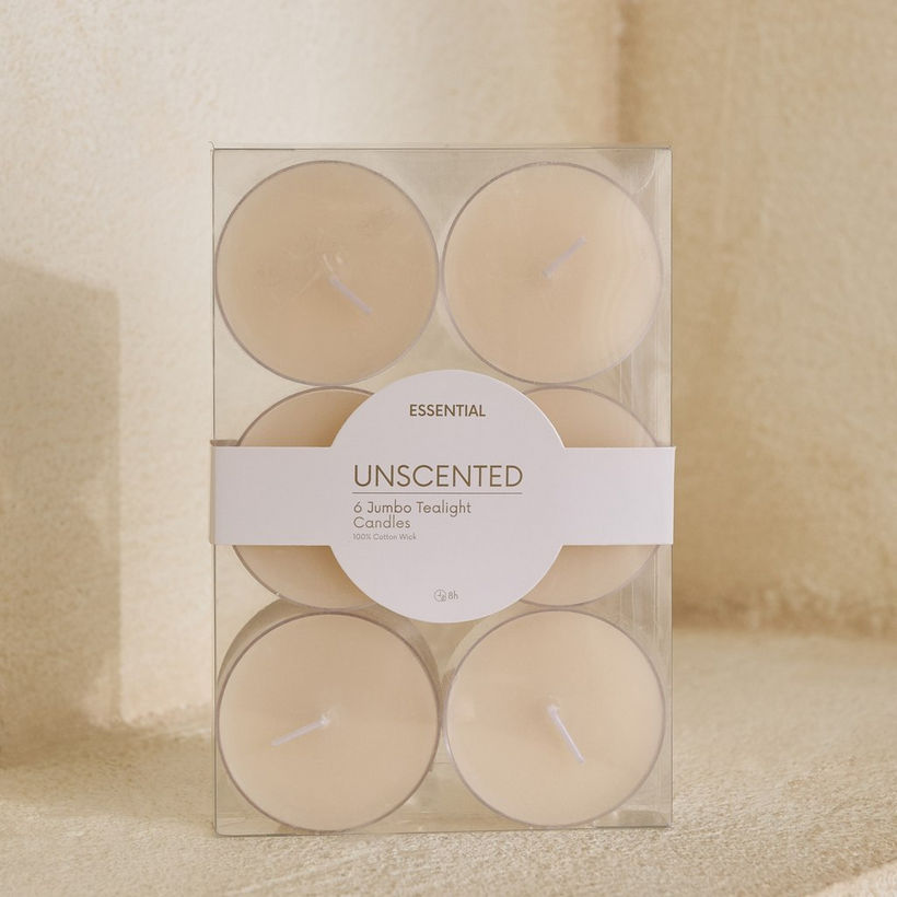 Luna 6-Piece Unscented Jumbo Tealight Candle Set - 8 h - Image 2