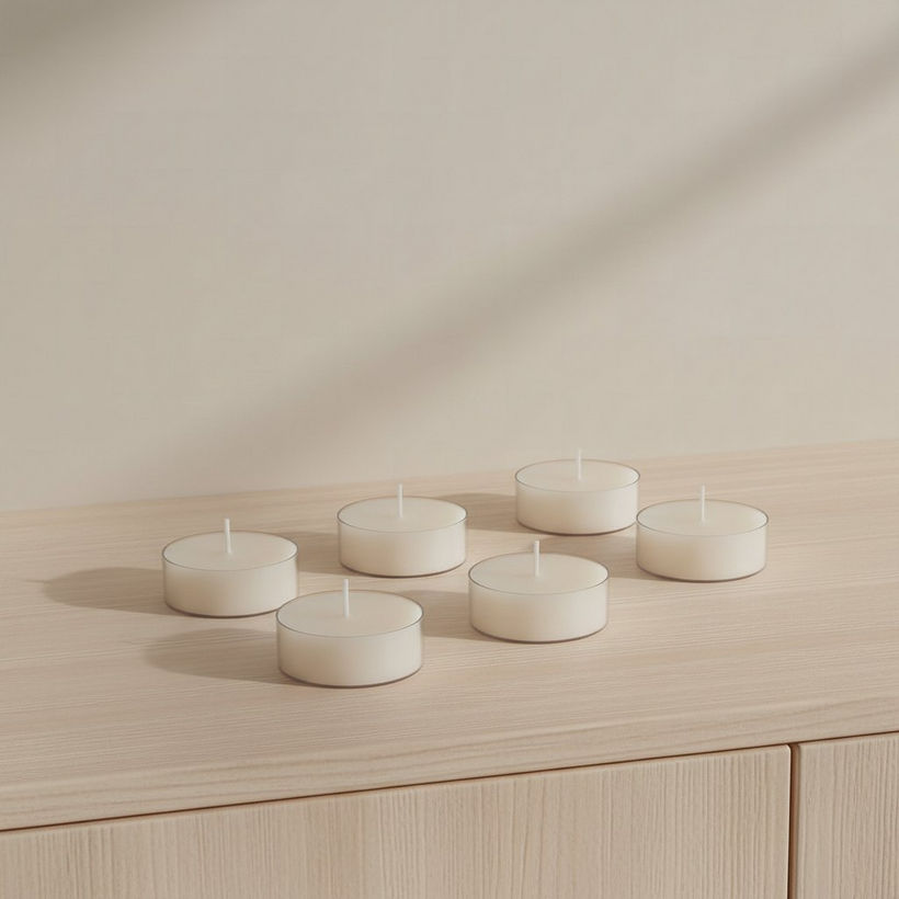 Luna 6-Piece Unscented Jumbo Tealight Candle Set - 8 h - Image 4