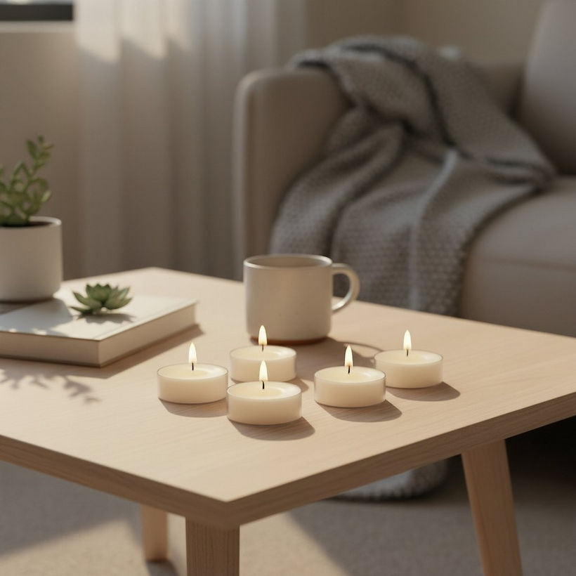 Luna 6-Piece Unscented Jumbo Tealight Candle Set - 8 h - Image 5
