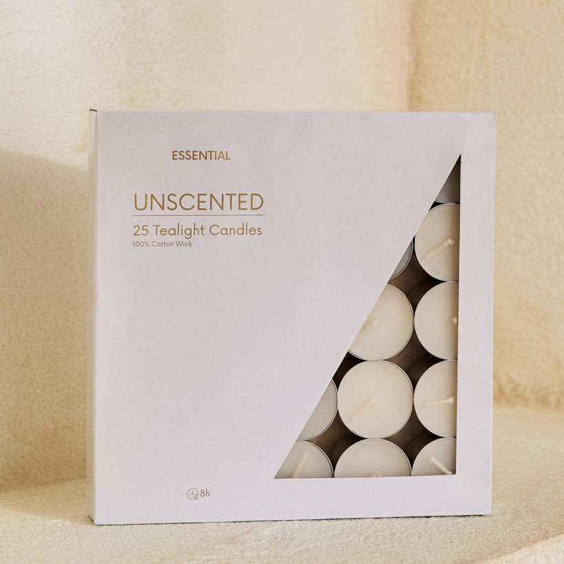 Luna 25-Piece Unscented Tealight Candle Set - 8 h - Image 2