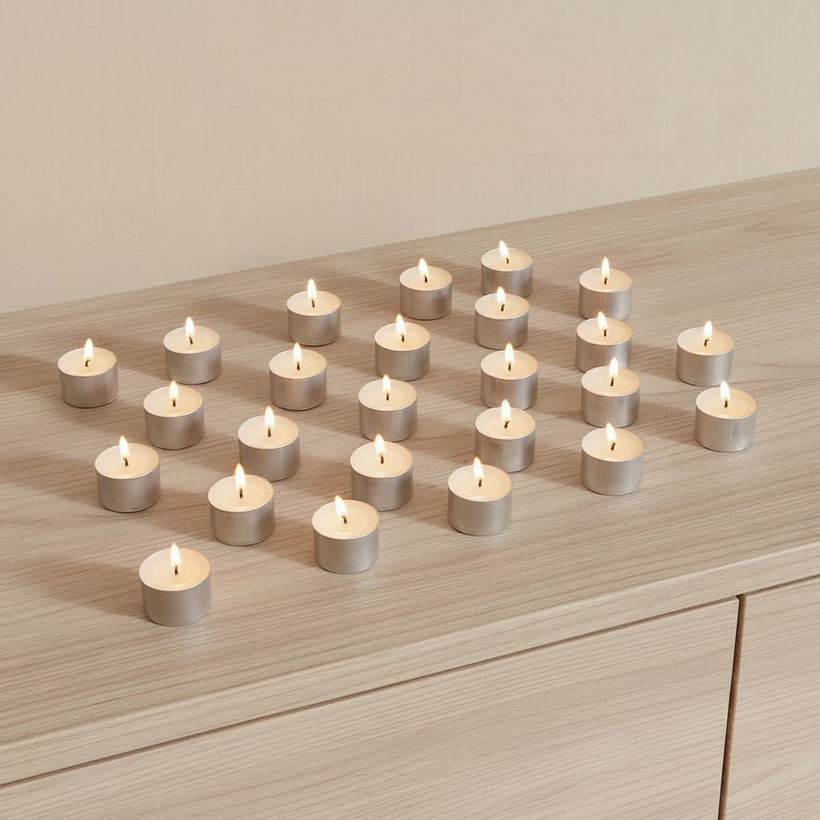 Luna 25-Piece Unscented Tealight Candle Set - 8 h - Image 4
