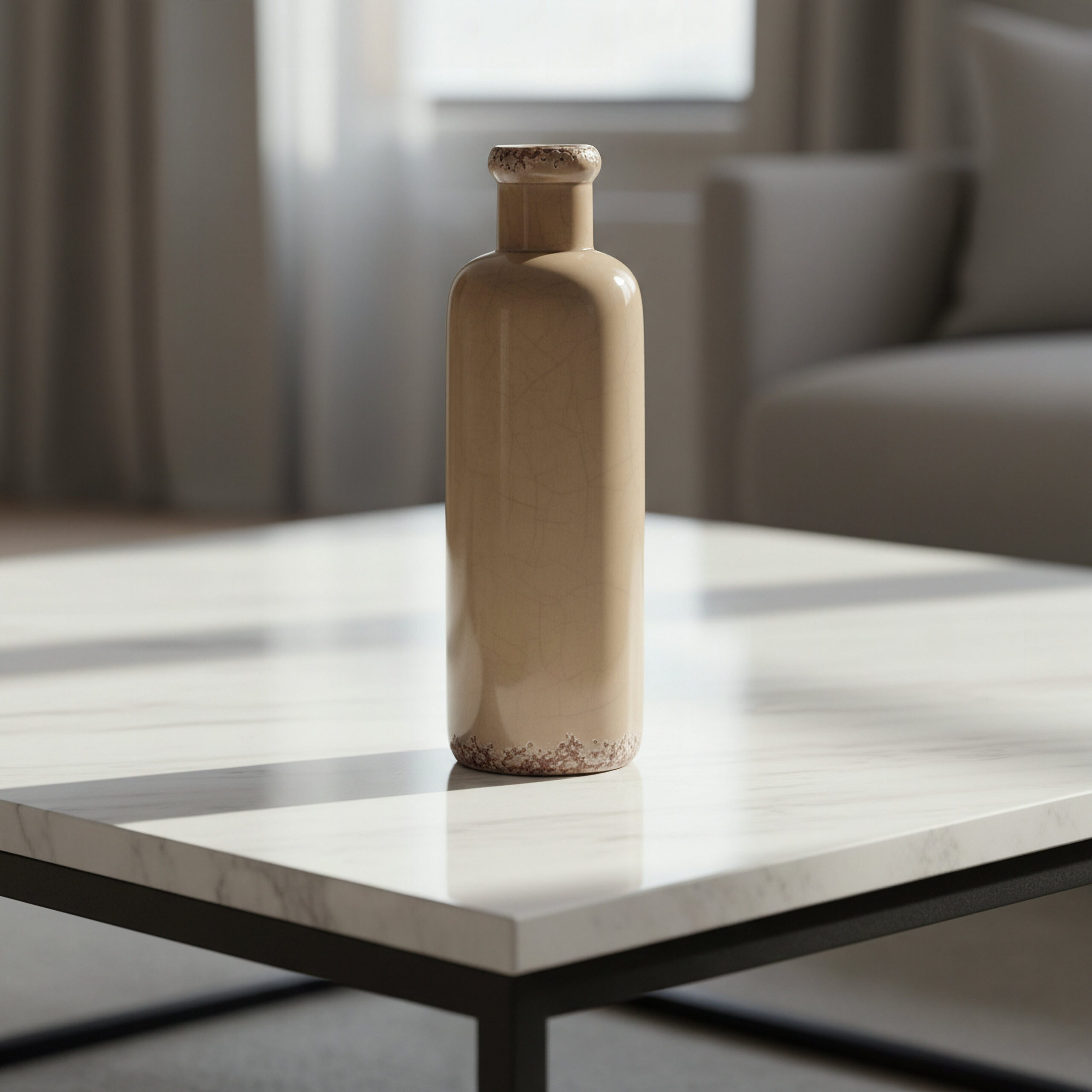 Umber Sinatra Antique Crackle Vase - 8x8x27 cm