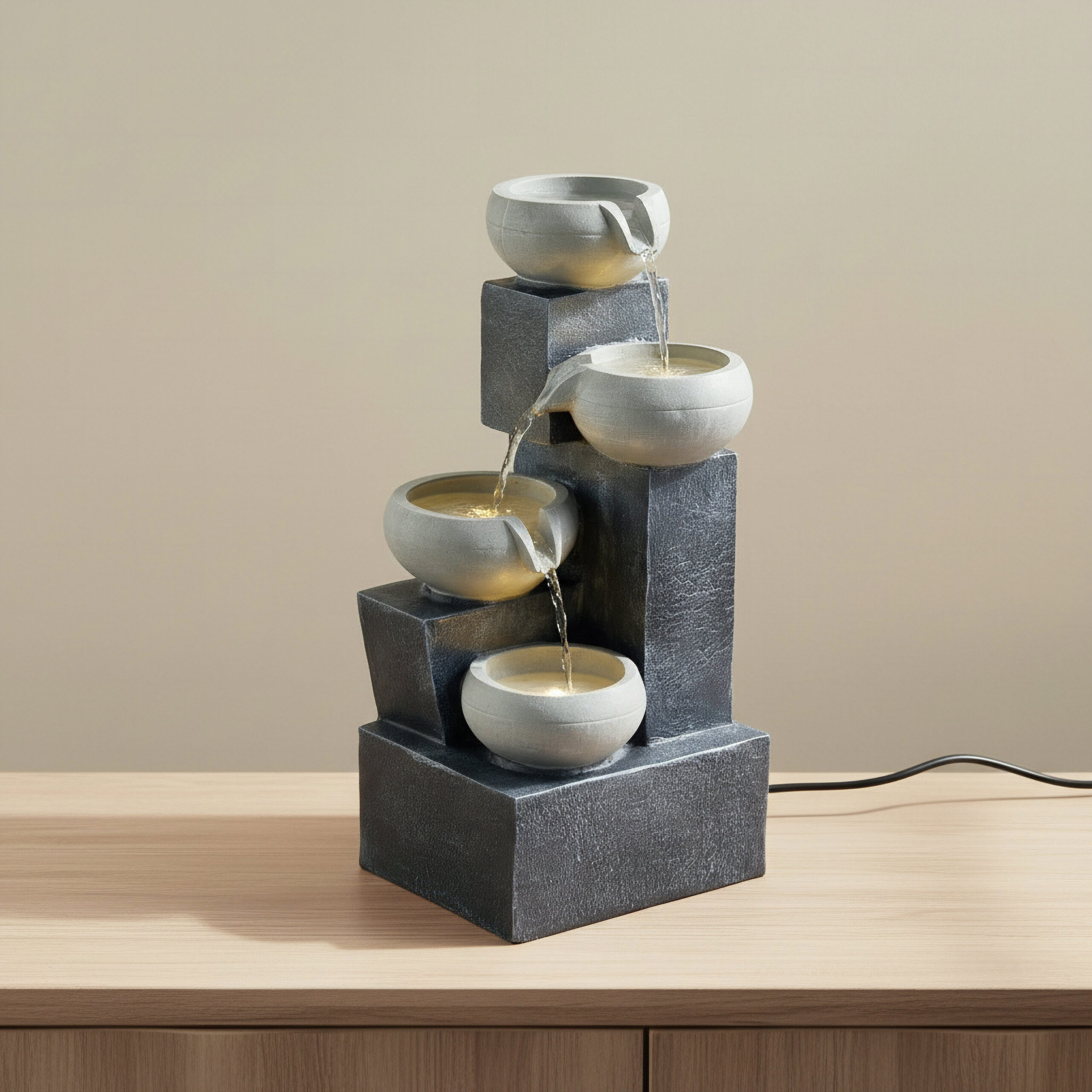 Vera-Adele Outdoor Pot Fountain with LED - 24x22.5x48.5 cm