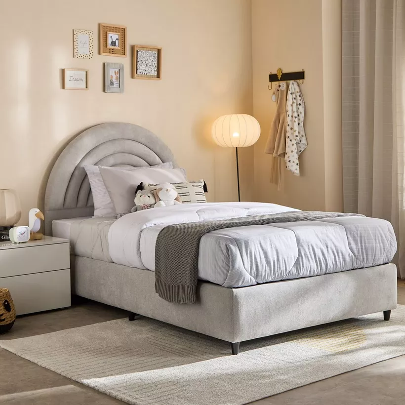 Ivory Crescent Upholstered Single Headboard - 90x200 cm - Image 9