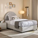Ivory Crescent Upholstered Twin Headboard - 120x200 cm