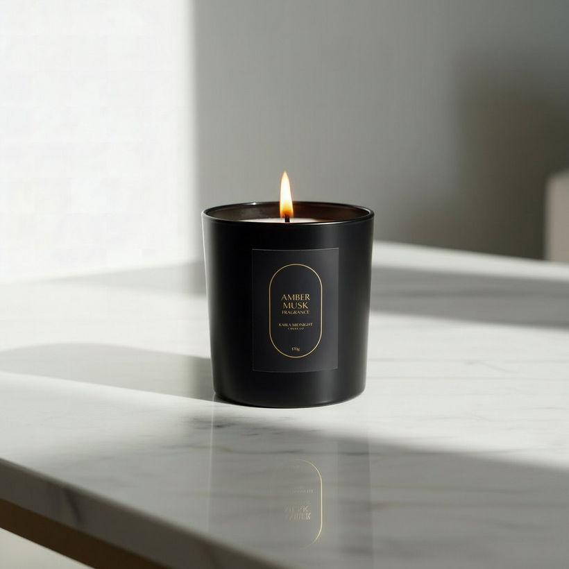 Rabia Midnight Amber Musk Scented Jar Candle with Lid - 170 g - Image 3