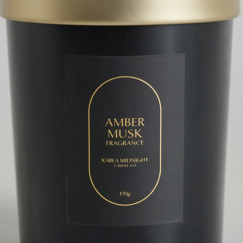Rabia Midnight Amber Musk Scented Jar Candle with Lid - 170 g - Image 4