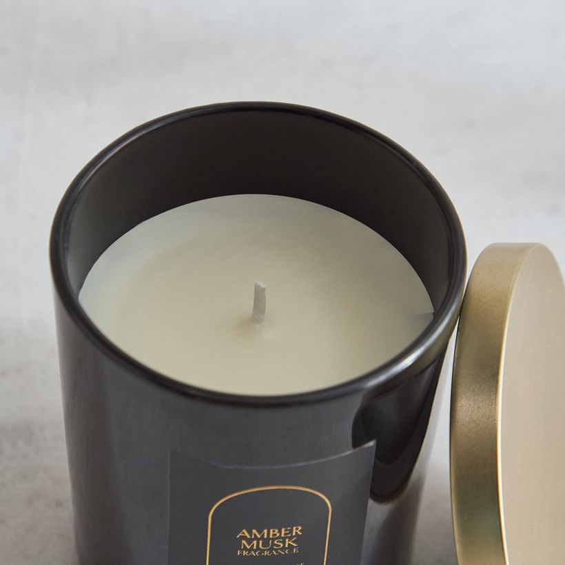 Rabia Midnight Amber Musk Scented Jar Candle with Lid - 170 g - Image 8