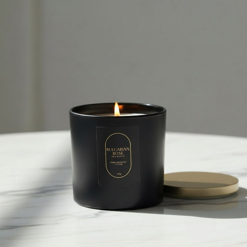 Rabia Midnight Bulgarian Rose Scented Jar Candle with 2 Wicks - 300 g - Image 3