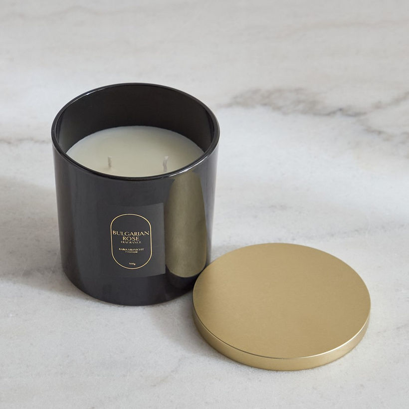 Rabia Midnight Bulgarian Rose Scented Jar Candle with 2 Wicks - 300 g - Image 7