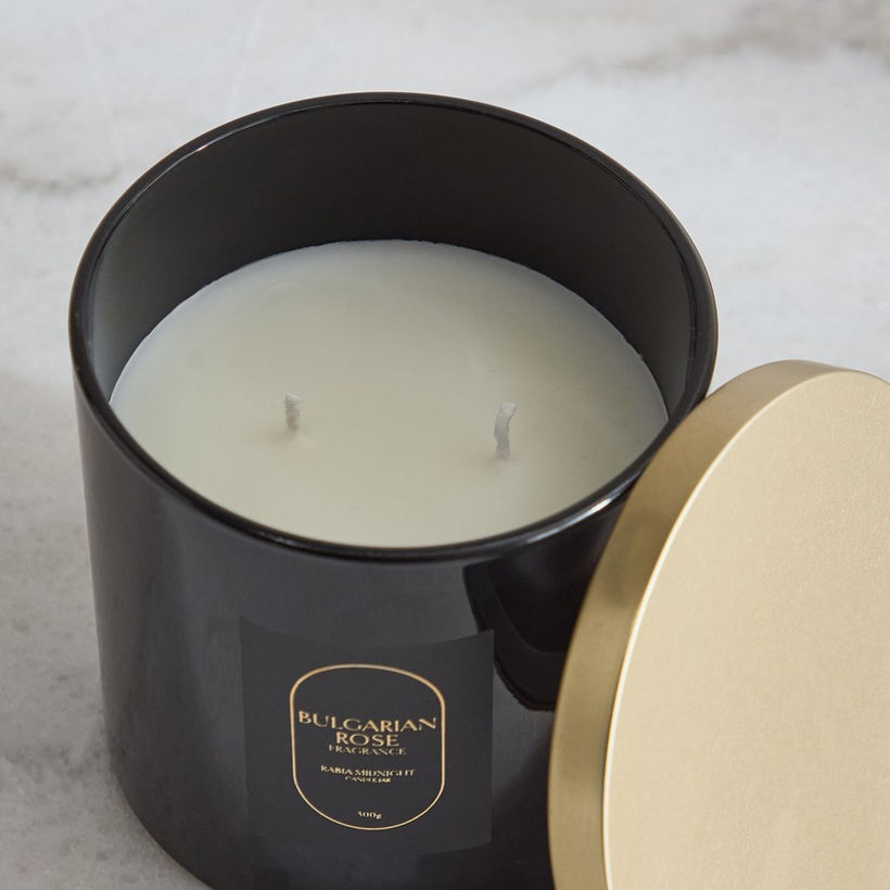 Rabia Midnight Bulgarian Rose Scented Jar Candle with 2 Wicks - 300 g - Image 8