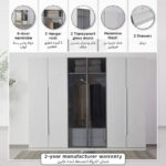 Frankfurt Smart 6-Door Transparent Glass Wardrobe with 2 Drawers