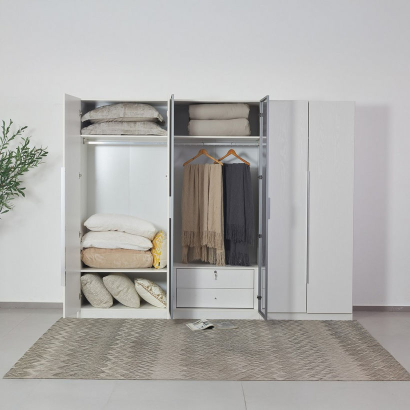 Frankfurt Smart 6-Door Transparent Glass Wardrobe with 2 Drawers - Image 3