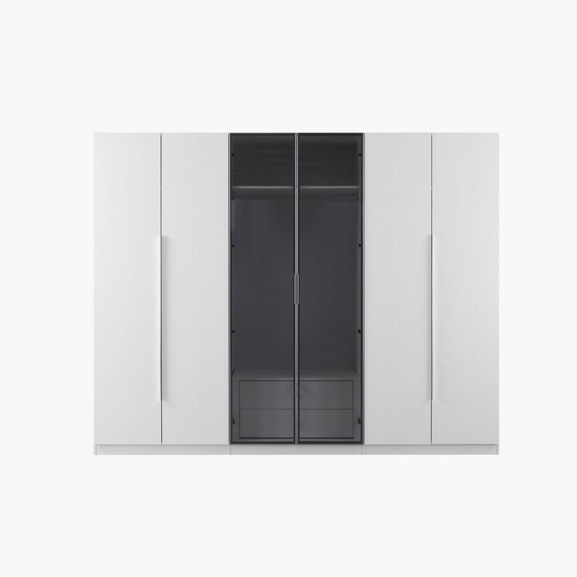 Frankfurt Smart 6-Door Transparent Glass Wardrobe with 2 Drawers - Image 11