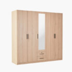 Movo Rivera 5 Door Wardrobe with 2 Drawers and Mirrors