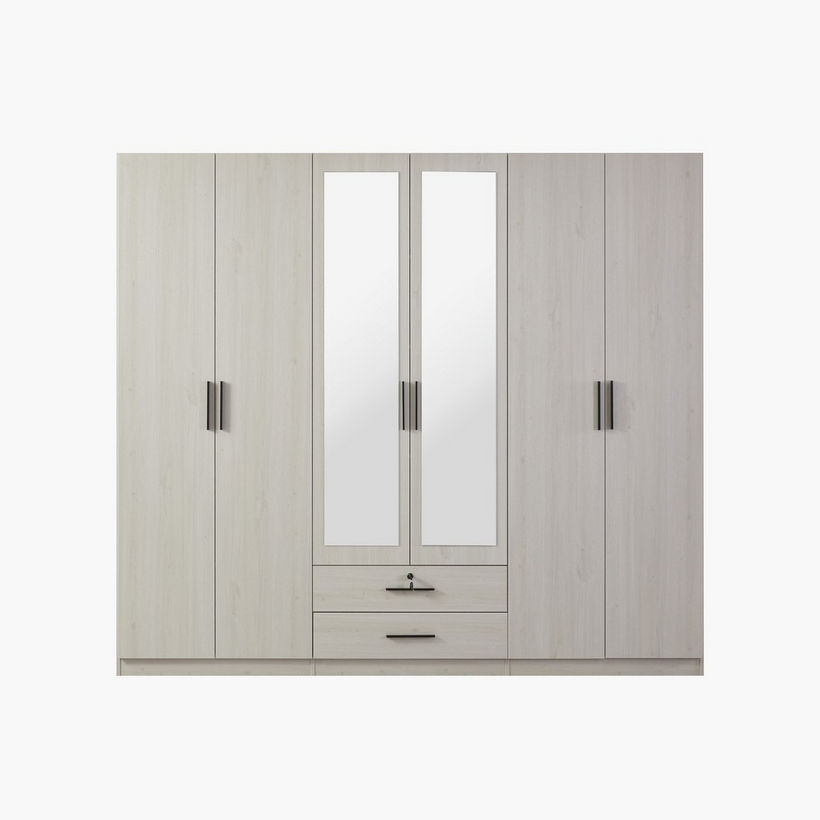 Movo Bellagio 6-Door Wardrobe with 2 Drawers and Mirrors - Image 3