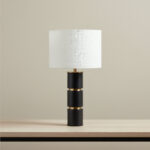 Bremer Metal Table Lamp with Linen Shade - 34x59 cm