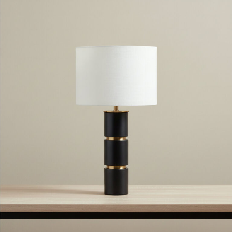 Bremer Metal Table Lamp with Linen Shade - 34x59 cm