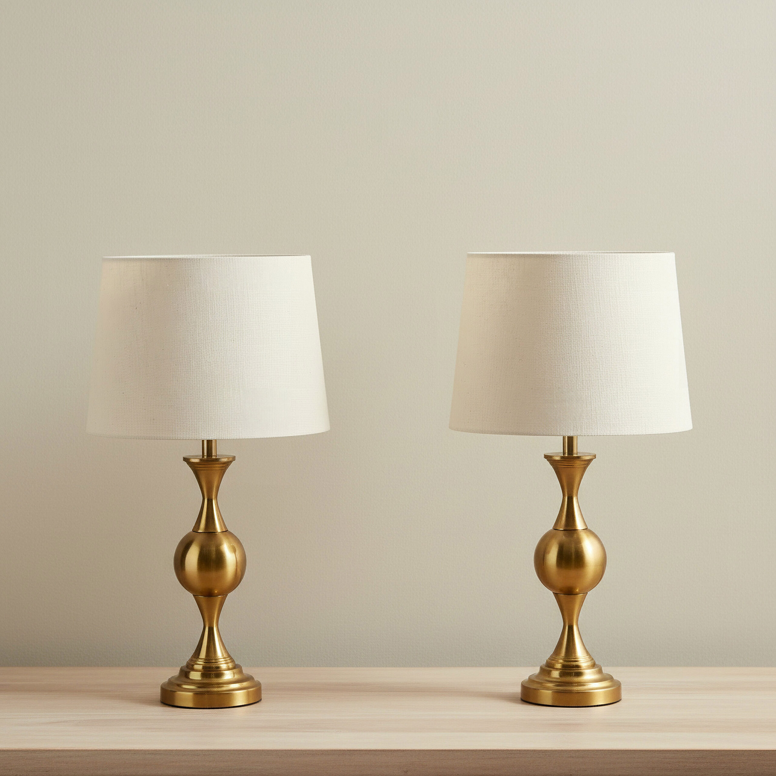 Bremer 2-Piece Metal Table Lamp Set with Linen Shade - 33x60 cm
