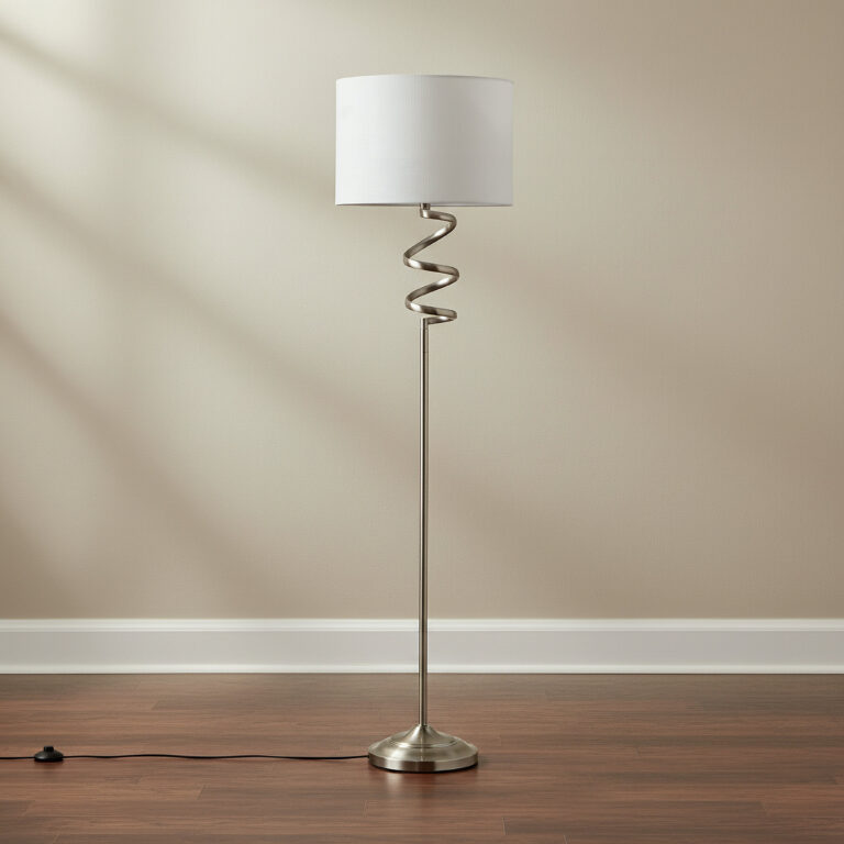 Bremer Metal Floor Lamp with Linen Shade - 35x156 cm
