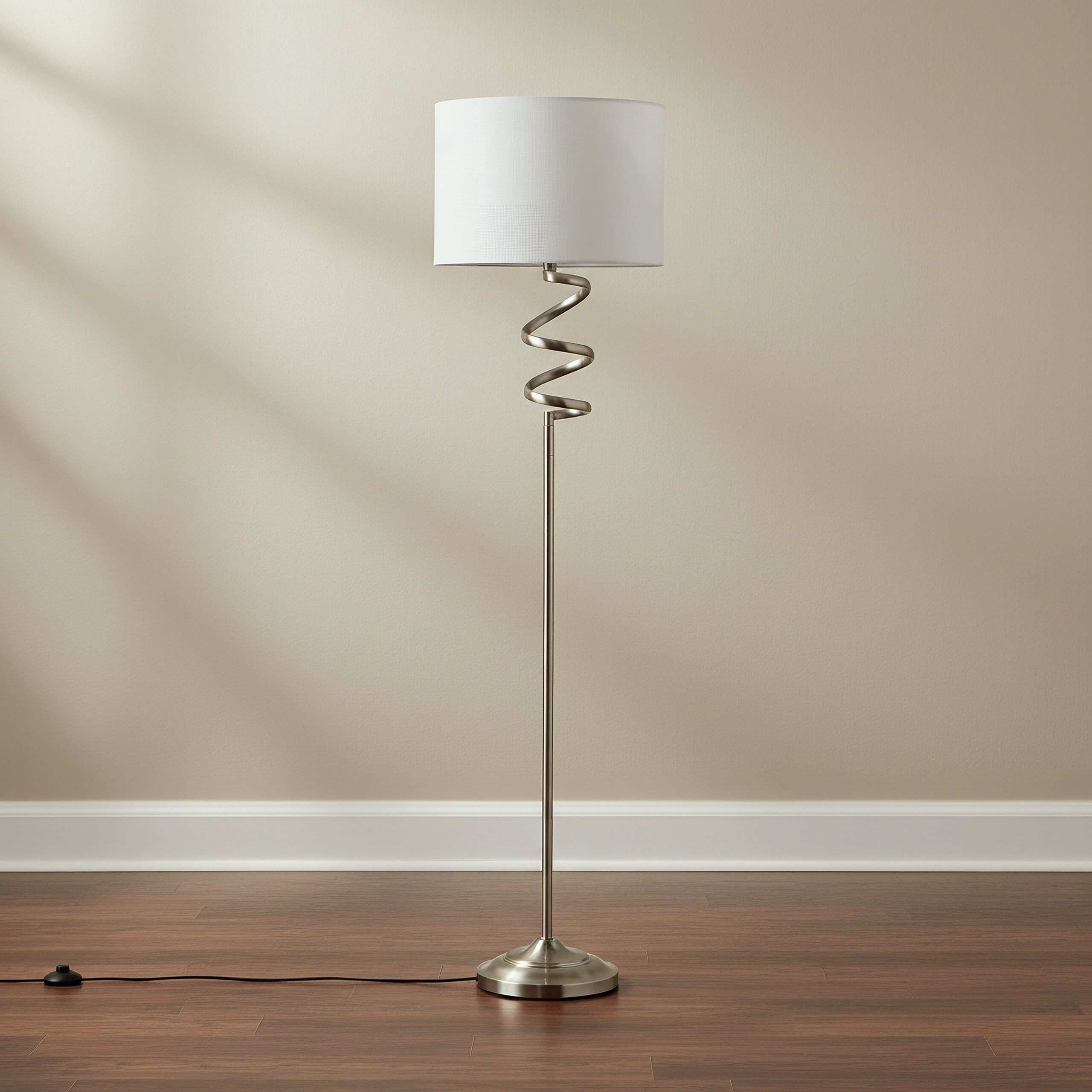Bremer Metal Floor Lamp with Linen Shade - 35x156 cm