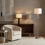 Bremer Metal Floor Lamp with Linen Shade - 35x156 cm