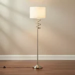 Bremer Metal Floor Lamp with Linen Shade - 35x156 cm