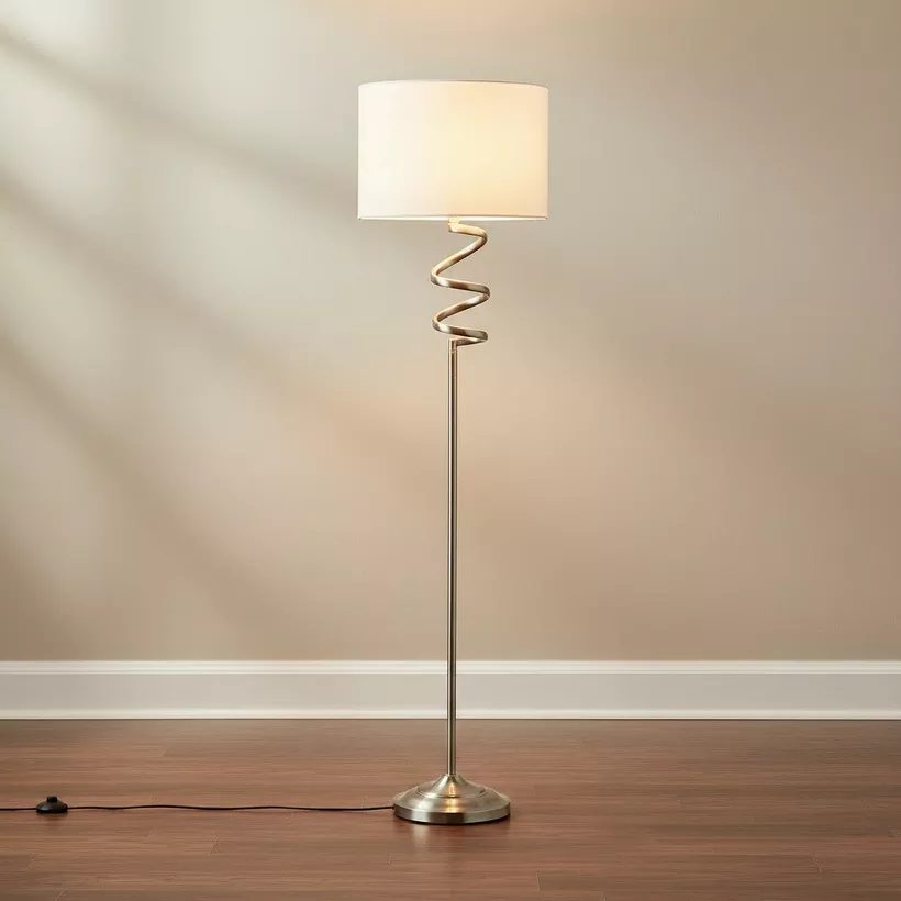 Bremer Metal Floor Lamp with Linen Shade - 35x156 cm - Image 3