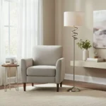 Bremer Metal Floor Lamp with Linen Shade - 35x156 cm