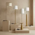 Bremer Metal Floor Lamp with Linen Shade - 40x152 cm