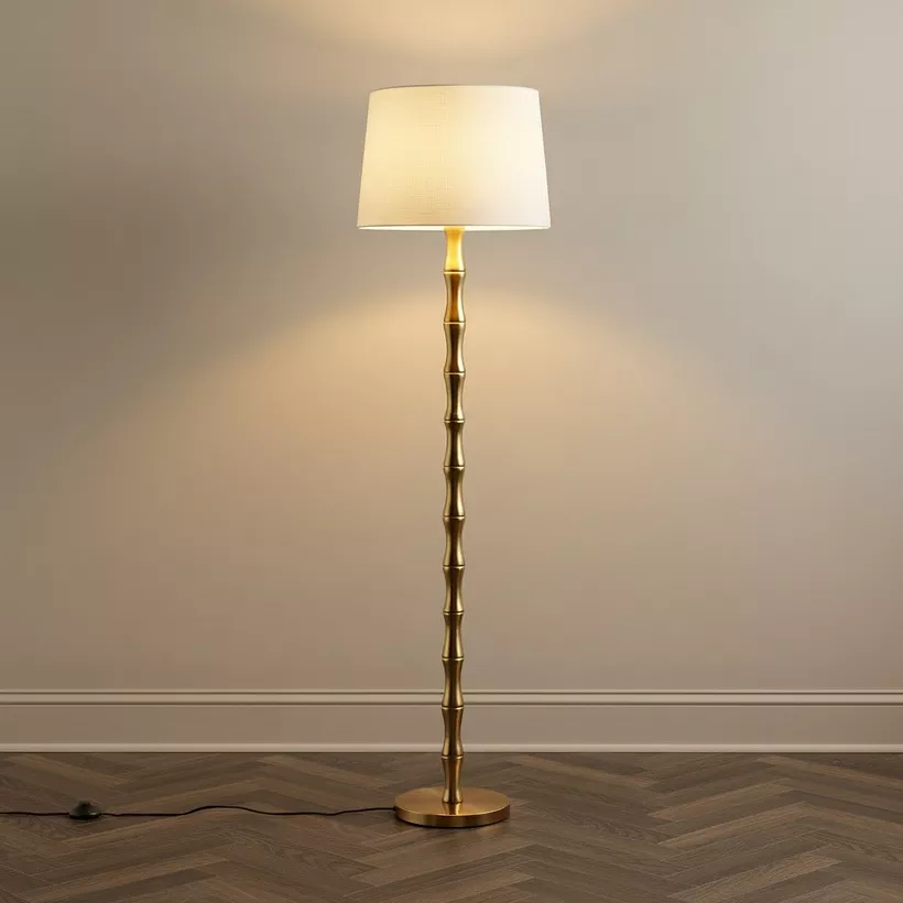 Bremer Metal Floor Lamp with Linen Shade - 40x152 cm - Image 3