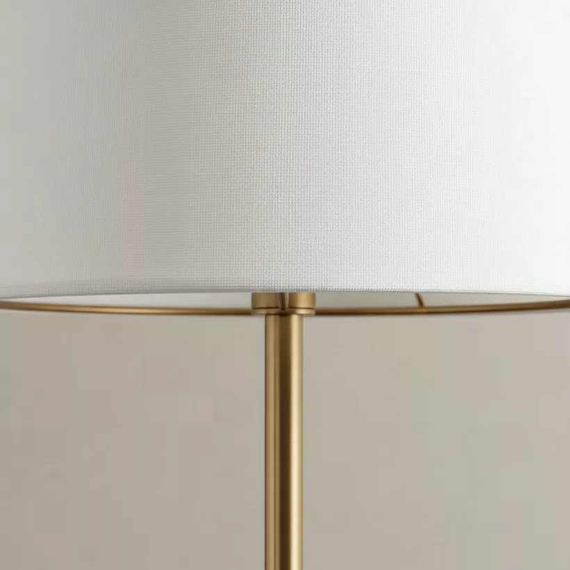 Bremer Metal Floor Lamp with Side Table and Linen Shade - 30x158 cm - Image 4