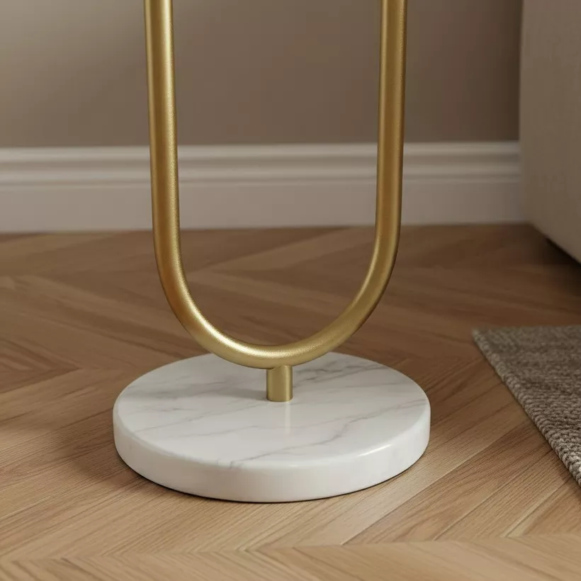 Bremer Metal Floor Lamp with Marble Top Side Table - 35x165 cm - Image 5