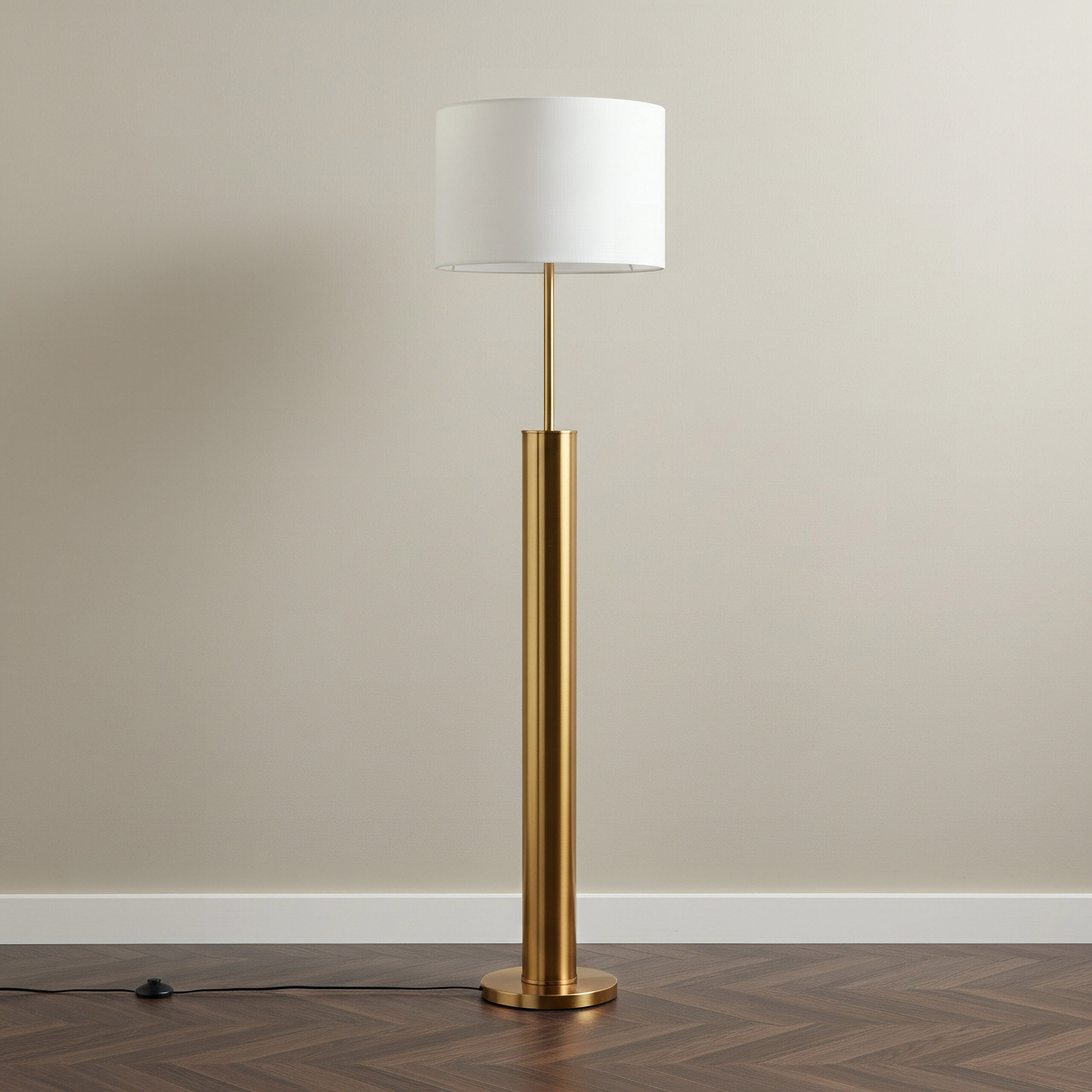 Bremer Metal Floor Lamp with Sturdy Base and Linen Shade - 40x159 cm