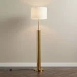 Bremer Metal Floor Lamp with Sturdy Base and Linen Shade - 40x159 cm