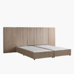 Angelic Linear Velvet Extended Headboard Upholstered King Bed- 180x200 cm