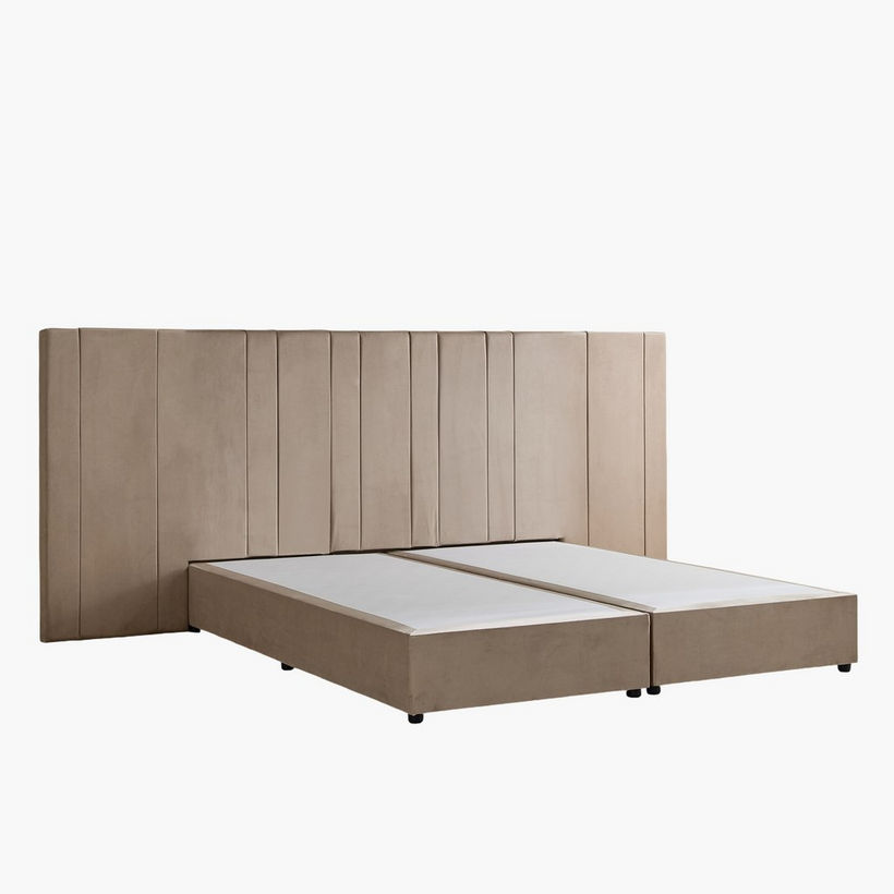 Angelic Linear Velvet Extended Headboard Upholstered King Bed- 180x200 cm - Image 11
