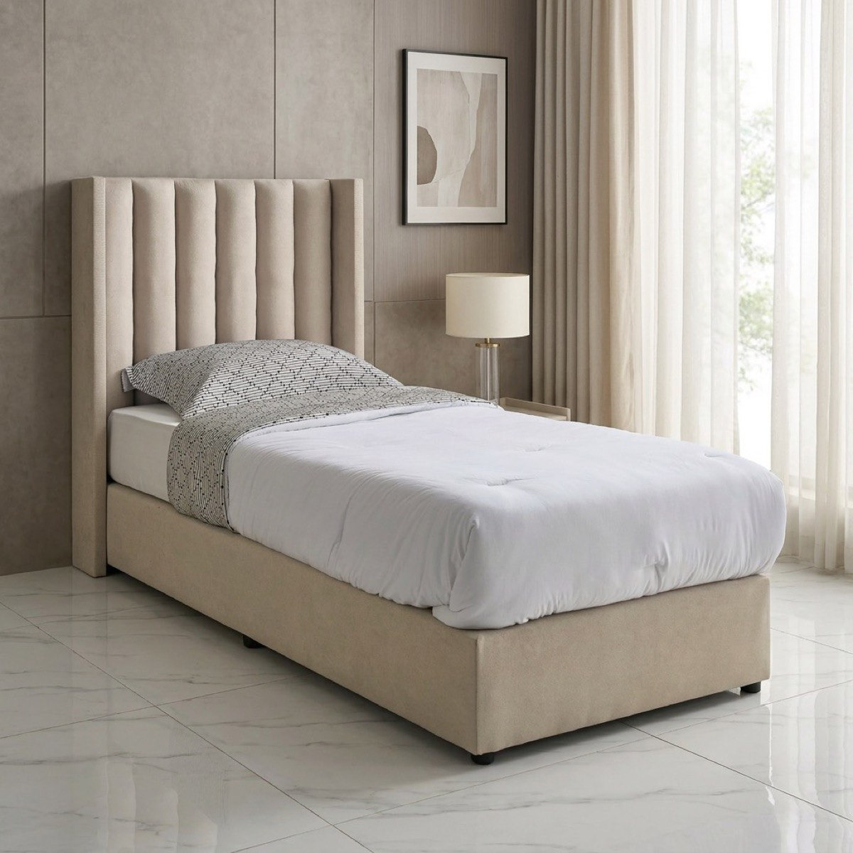 Curvy Clark Upholstered Single Bed - 90x200 cm