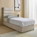 Curvy Linear Upholstered Single Bed - 90x200 cm