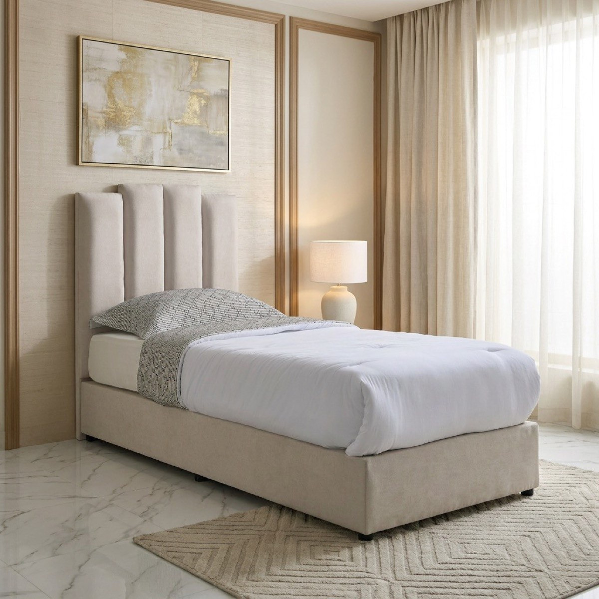 Curvy Riston Upholstered Single Bed - 90x200 cm
