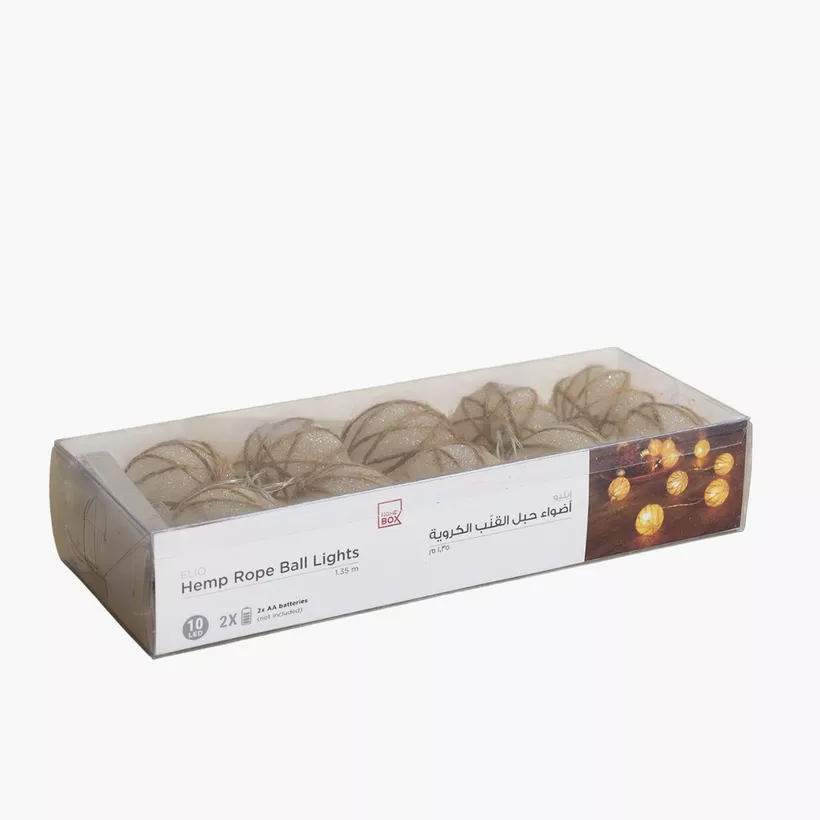 Elio 10 LED Warm String Light with Hemp Rope Balls - 1.35 M - Image 2