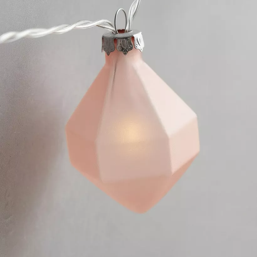 Elio 8 Warm White Glass Diamond Shape LED String Light with Timer - 1 Meter - Image 4