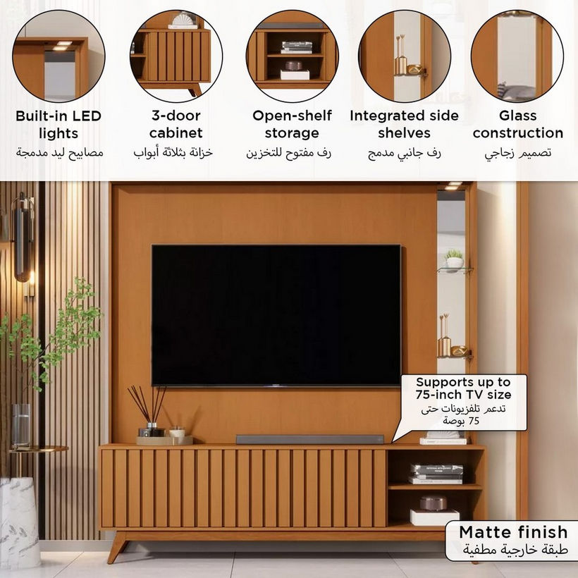 Movo Remington Wall Unit Upto 75 Inches with LED Light - Image 2