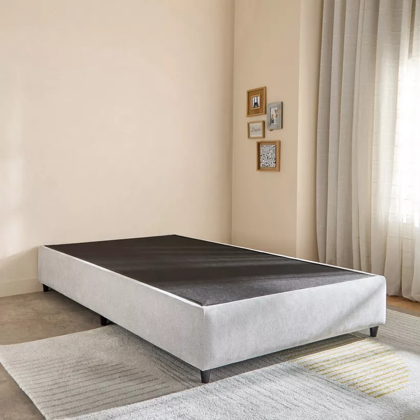 Ivory Upholstered Single Bed Base - 90x200 cm - Image 3