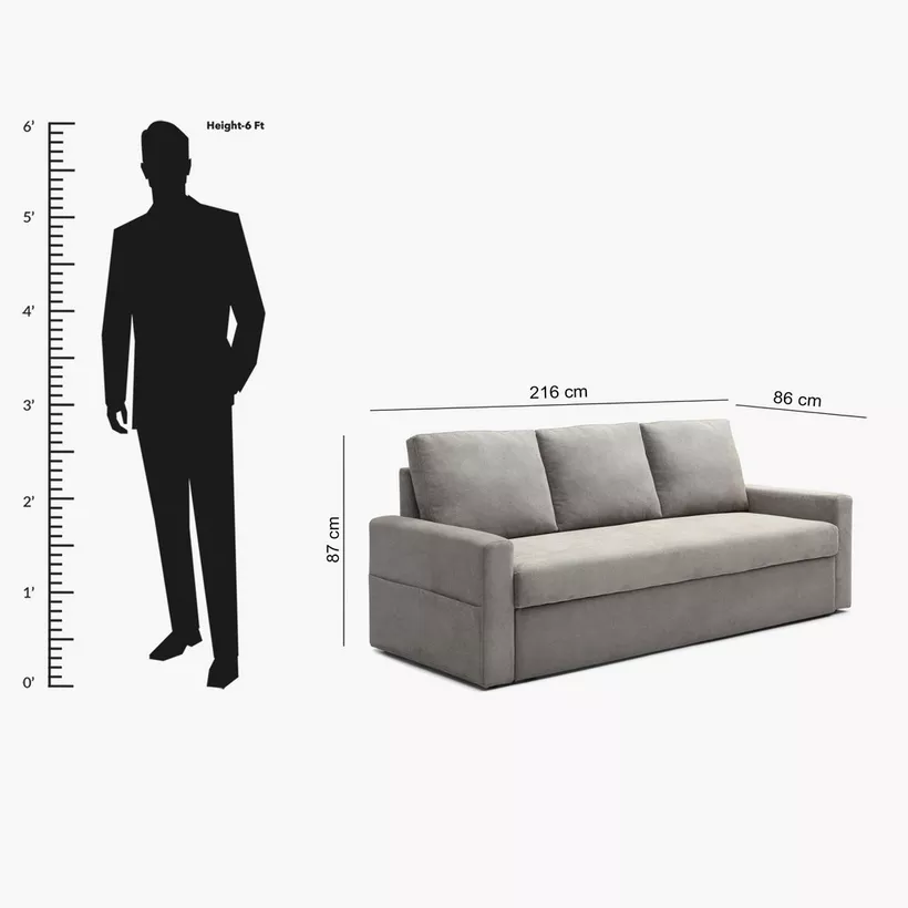 Tori NXT 3-Seater Fabric Pull Out Sofabed with Side Pockets - Image 2
