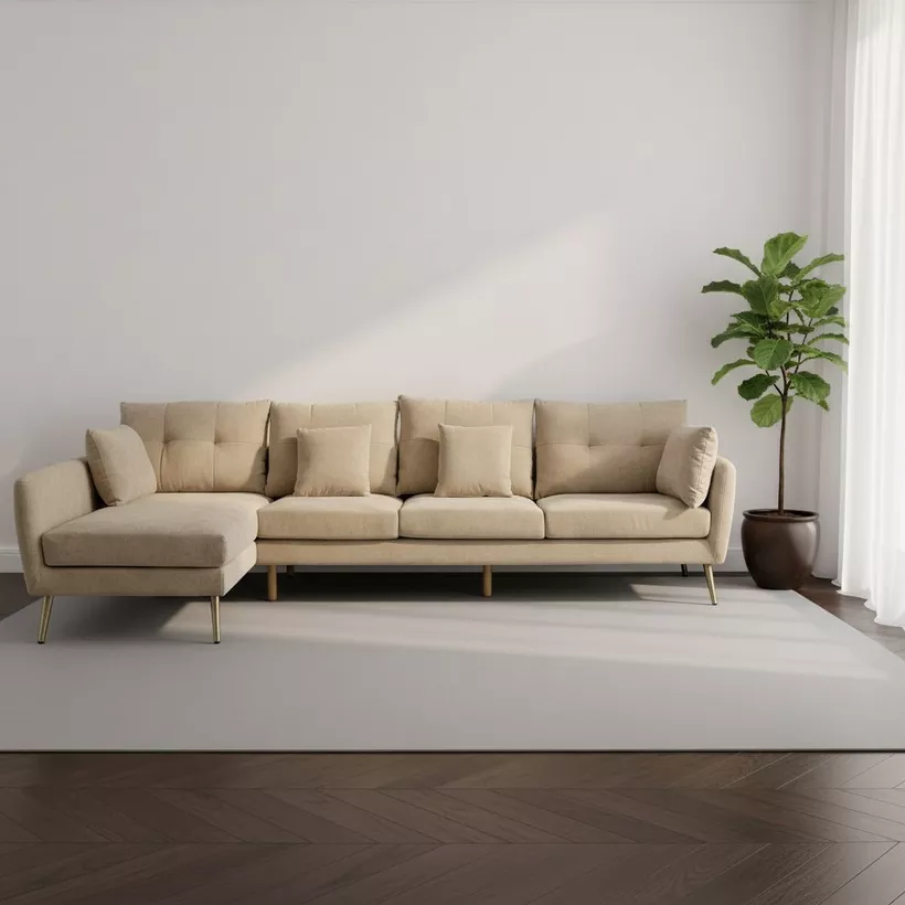 Waver 5-Seater Left Corner Fabric Sofa with 4 Cushions - Image 3