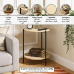 Movo Lola Round End Table with Shelf