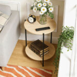 Movo Lola Round End Table with Shelf