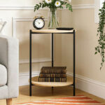 Movo Lola Round End Table with Shelf