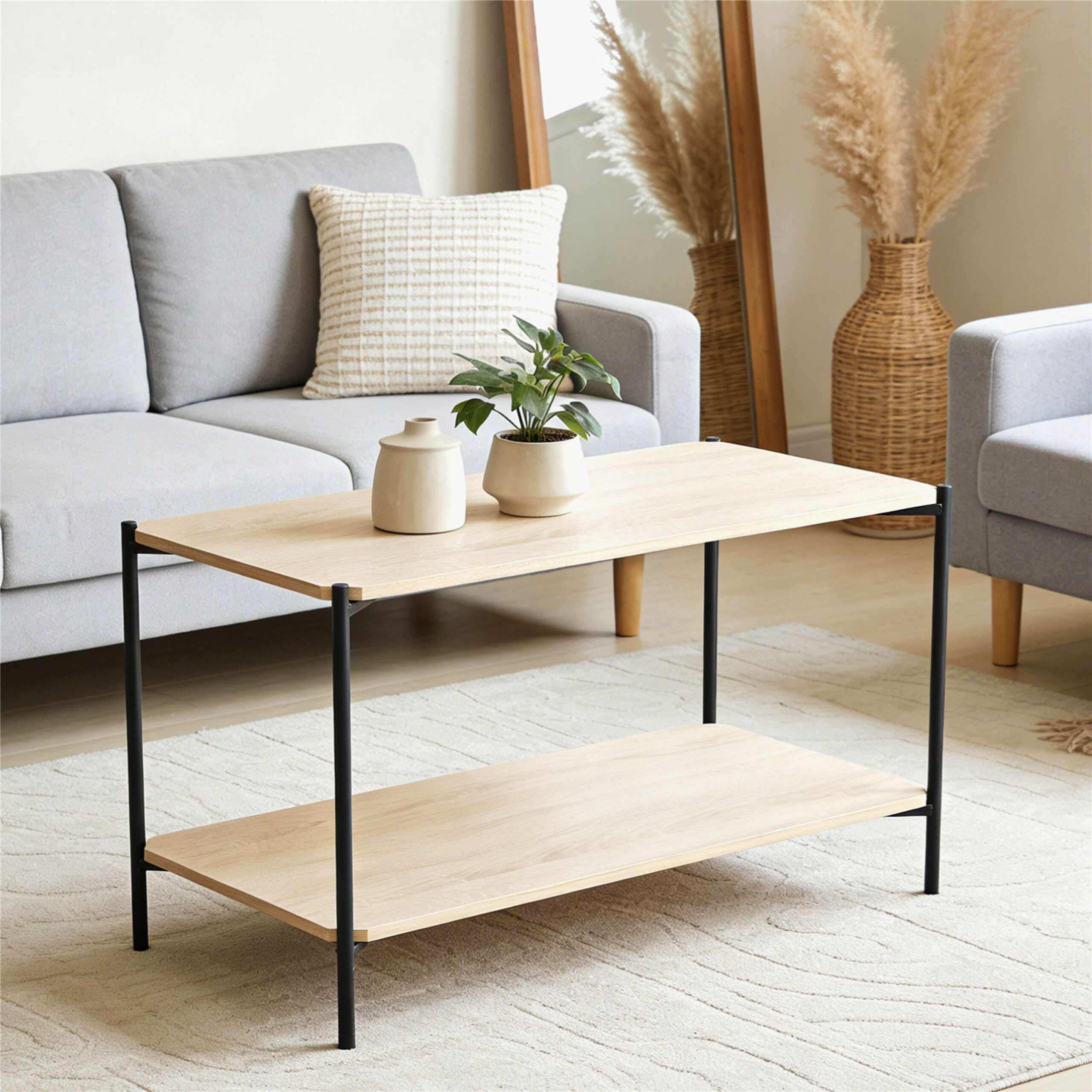 Movo Lola Long Side Table with Shelf